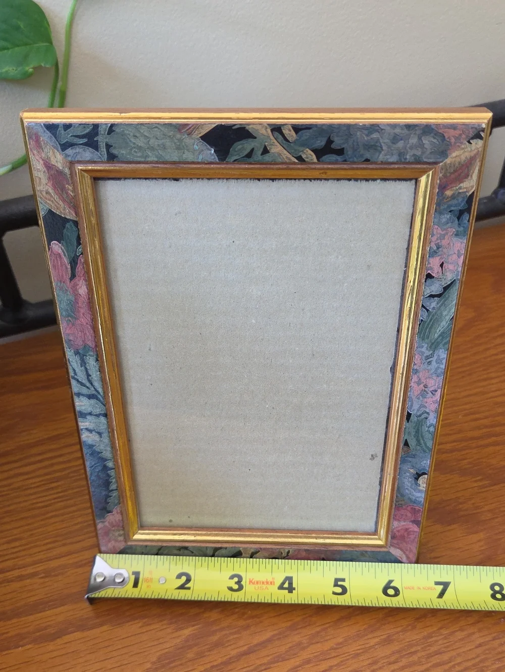 Floral Pattern Gold Trim Picture Frame - Multicolor Floral- Holds 5x7 Photo